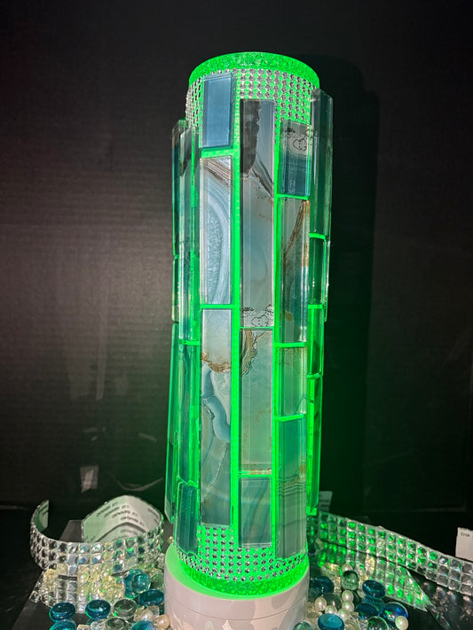 Handcrafted Mosaic Glass Tile Vase (Ocean Wave)