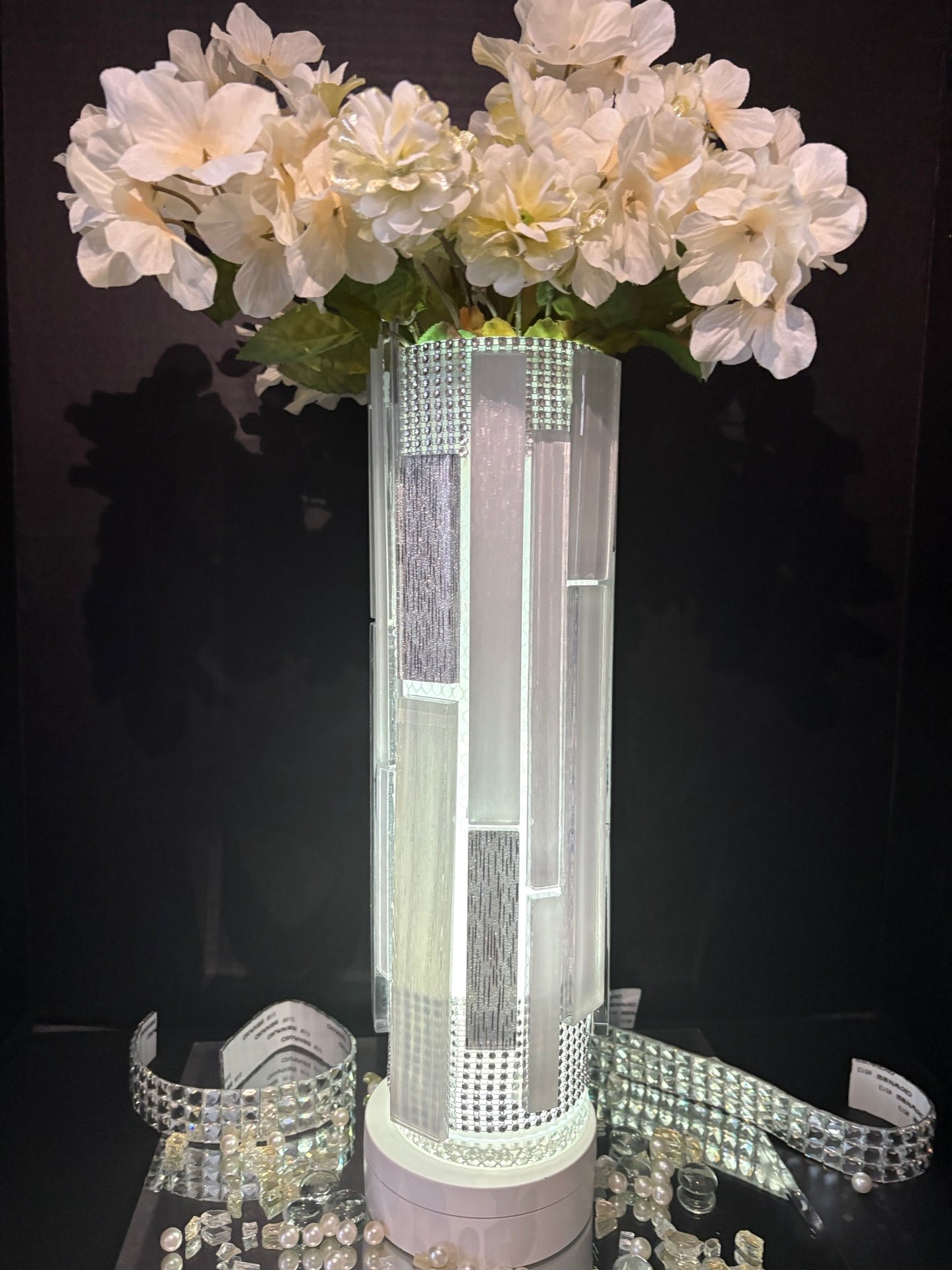 Handcrafted Mosaic Glass Tile Vase (Tiger Stripes)