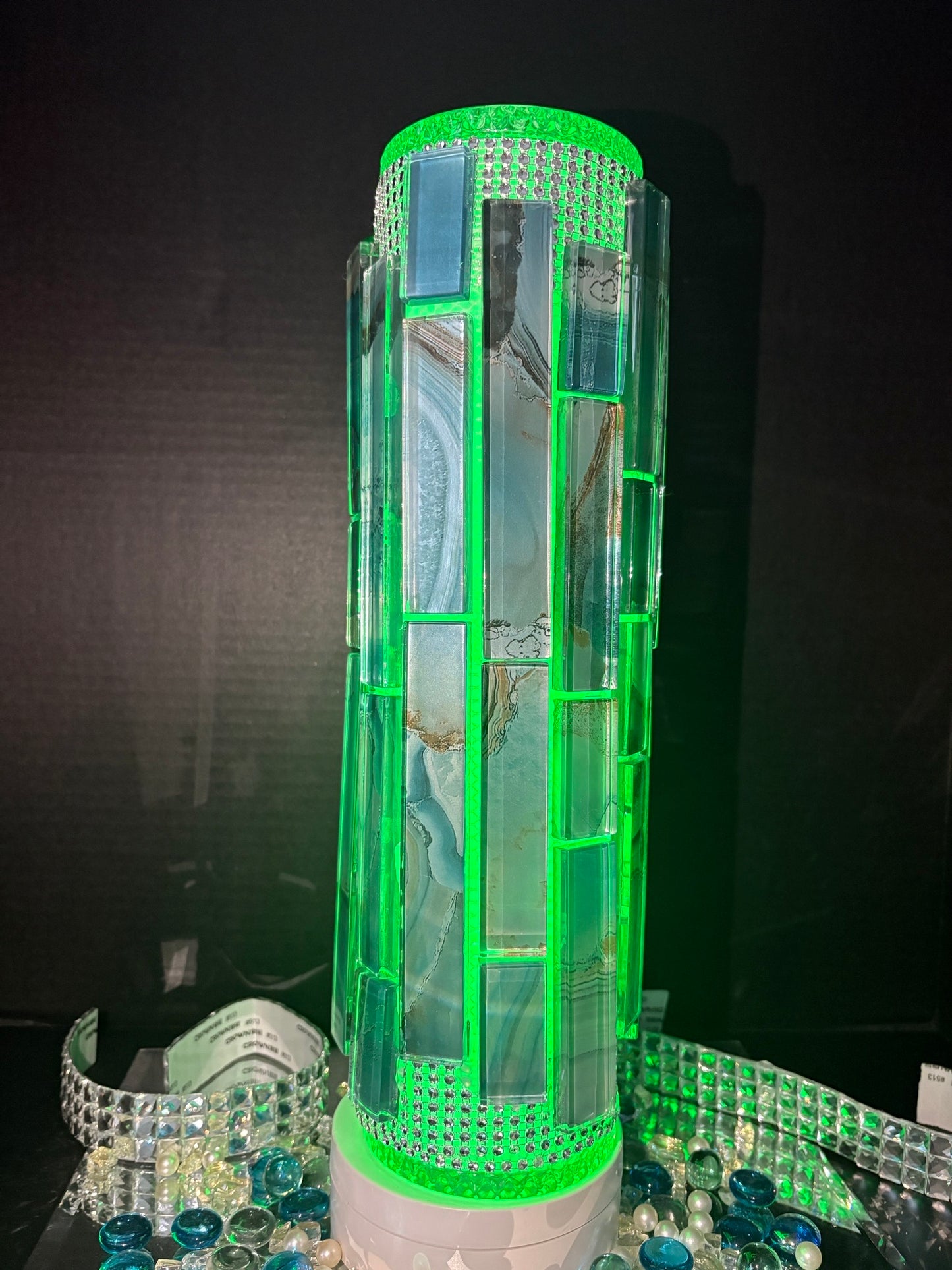 Handcrafted Mosaic Glass Tile Vase (Ocean Wave)